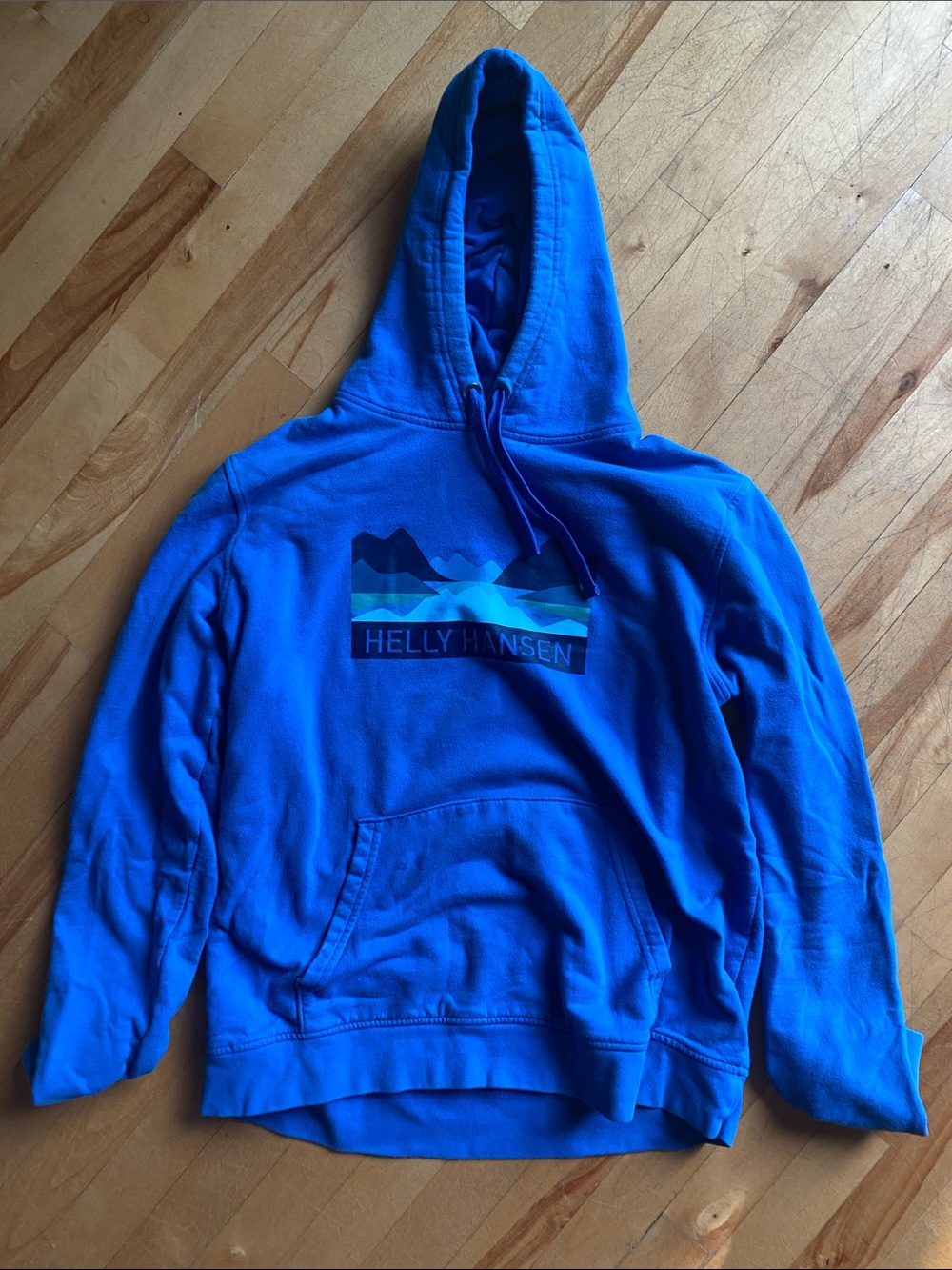Helly Hansen Men's Blue Logo Hooded Sweatshirt size large